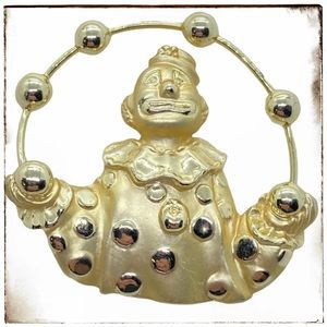 AJC Brooch 2" Juggling Clown Vintage Pin